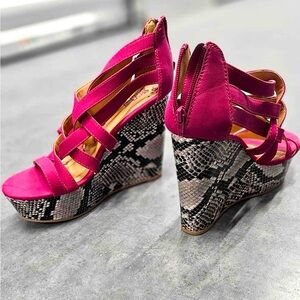 Pink Animal Print Wedge